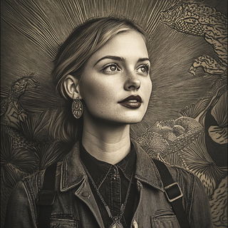 Cranefold style, Midjourney V6.1: photographic portrait of female protagonist