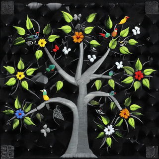 Carmine Oxide Front style, Midjourney V6.1: traditional folk art