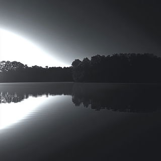 Carmine Oxide Front style, Midjourney V6.1: realistic landscape photograph of quiet dawn