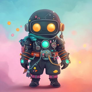 Fumeglyph style, Midjourney V6.1: concept art character design of retropunk steam knight