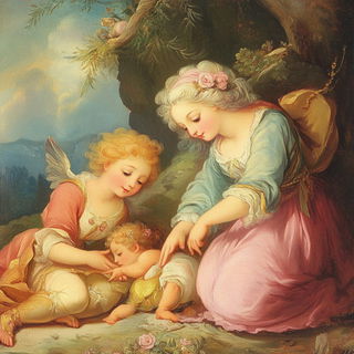 Fumeglyph style, Midjourney V6.1: classical 18th-century oil painting