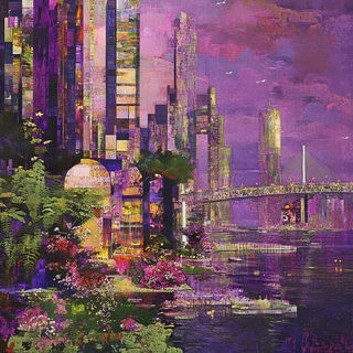 Ringward style, Midjourney V6.1: megacity with futuristic bioarchitecture