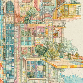 Bokehblazon style, Midjourney V6.1: megacity with futuristic bioarchitecture