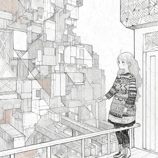 Bokehblazon style, Midjourney V6.1: black-and-white manga comic strip