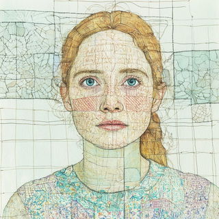 Bokehblazon style, Midjourney V6.1: photographic portrait of female protagonist