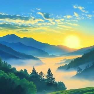 Inkmarble Reliefism style, Midjourney V6.1: realistic landscape photograph of quiet dawn