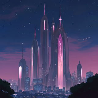 Canyonflash Iconography style, Midjourney V6.1: megacity with futuristic bioarchitecture