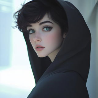 Canyonflash Iconography style, Midjourney V6.1: photographic portrait of female protagonist