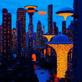 Opaline Mask Fluidics style, Midjourney V6.1: megacity with futuristic bioarchitecture