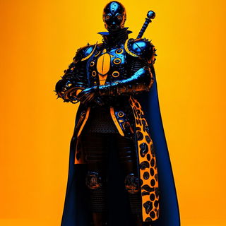 Opaline Mask Fluidics style, Midjourney V6.1: concept art character design of retropunk steam knight