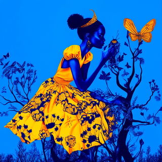 Opaline Mask Fluidics style, Midjourney V6.1: retro fairy-tale illustration