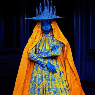Opaline Mask Fluidics style, Midjourney V6.1: haute-couture fashion outfit