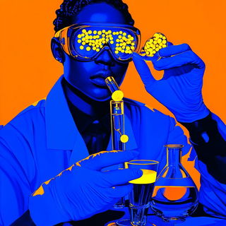 Opaline Mask Fluidics style, Midjourney V6.1: editorial illustration for popular scientific magazine cover