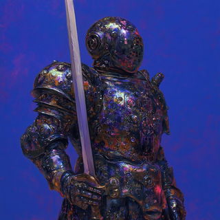 Hyperspatial Meander style, Midjourney V6.1: concept art character design of retropunk steam knight