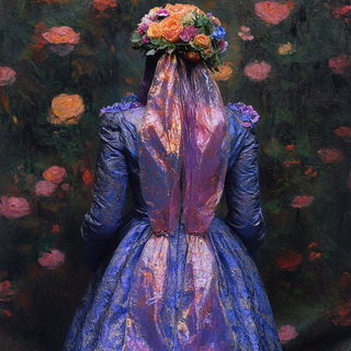 Hyperspatial Meander style, Midjourney V6.1: haute-couture fashion outfit