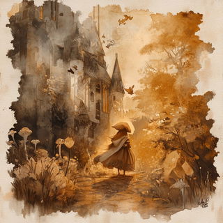 Aria Rubra style, Midjourney V6.1: retro fairy-tale illustration