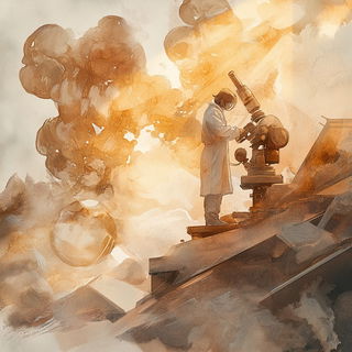 Aria Rubra style, Midjourney V6.1: editorial illustration for popular scientific magazine cover