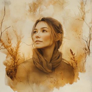 Aria Rubra style, Midjourney V6.1: photographic portrait of female protagonist