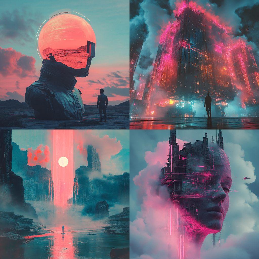 Beeple style, Midjourney V6.1, render 1 of 4
