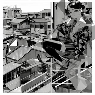 Olivarchism style, Midjourney V6.1: black-and-white manga comic strip