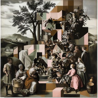 Olivarchism style, Midjourney V6.1: classical 18th-century oil painting