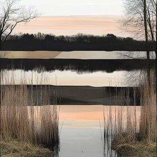 Olivarchism style, Midjourney V6.1: realistic landscape photograph of quiet dawn