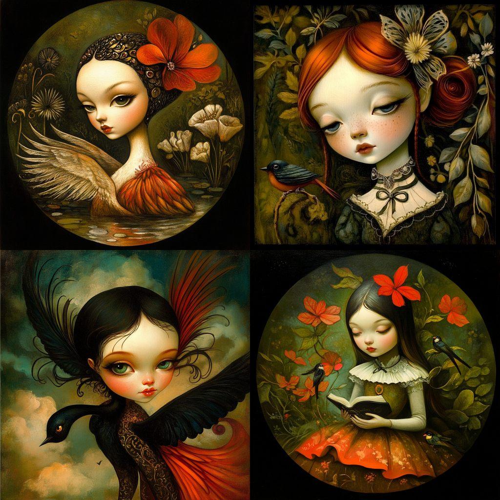 Benjamin Lacombe style, Midjourney V6.1, render 1 of 4