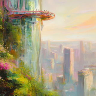 Auralis Glassworks style, Midjourney V6.1: megacity with futuristic bioarchitecture