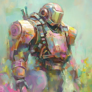 Auralis Glassworks style, Midjourney V6.1: concept art character design of retropunk steam knight