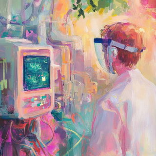 Auralis Glassworks style, Midjourney V6.1: editorial illustration for popular scientific magazine cover