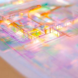 Auralis Glassworks style, Midjourney V6.1: technical infrastructure blueprint schematics