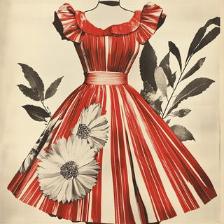 Raster Tapestry style, Midjourney V6.1: haute-couture fashion outfit