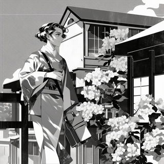 Raster Tapestry style, Midjourney V6.1: black-and-white manga comic strip