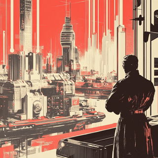 Raster Tapestry style, Midjourney V6.1: cinematic shot from sci-fi movie