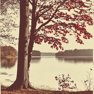 Raster Tapestry style, Midjourney V6.1: realistic landscape photograph of quiet dawn