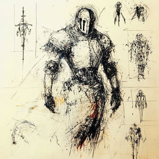 Coastomech style, Midjourney V6.1: concept art character design of retropunk steam knight