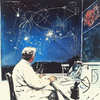 Coastomech style, Midjourney V6.1: editorial illustration for popular scientific magazine cover