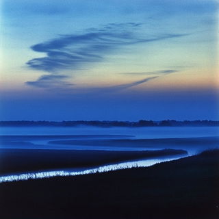 Coastomech style, Midjourney V6.1: realistic landscape photograph of quiet dawn