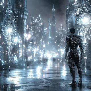 Waterglass Automata style, Midjourney V6.1: cinematic shot from sci-fi movie