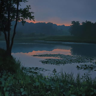 Ceramic Sunplate style, Midjourney V6.1: realistic landscape photograph of quiet dawn