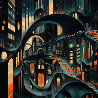 Pyrofolia Castellism style, Midjourney V6.1: megacity with futuristic bioarchitecture