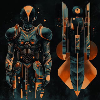 Pyrofolia Castellism style, Midjourney V6.1: concept art character design of retropunk steam knight
