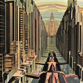 Titanium Rift Opera style, Midjourney V6.1: megacity with futuristic bioarchitecture