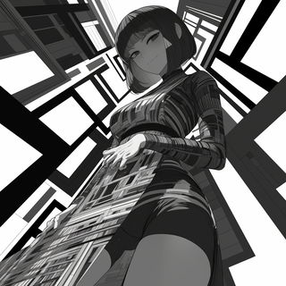 Titanium Rift Opera style, Midjourney V6.1: black-and-white manga comic strip