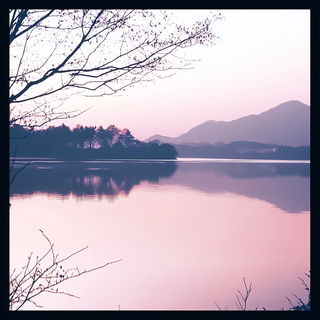 Scribblebound style, Midjourney V6.1: realistic landscape photograph of quiet dawn