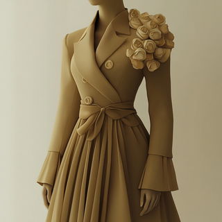 Chromefall Terraces style, Midjourney V6.1: haute-couture fashion outfit