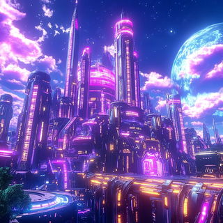 Threadwound Visages style, Midjourney V6.1: megacity with futuristic bioarchitecture