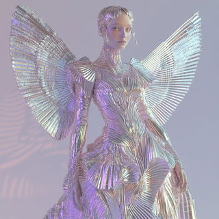 Screenchromatica style, Midjourney V6.1: haute-couture fashion outfit