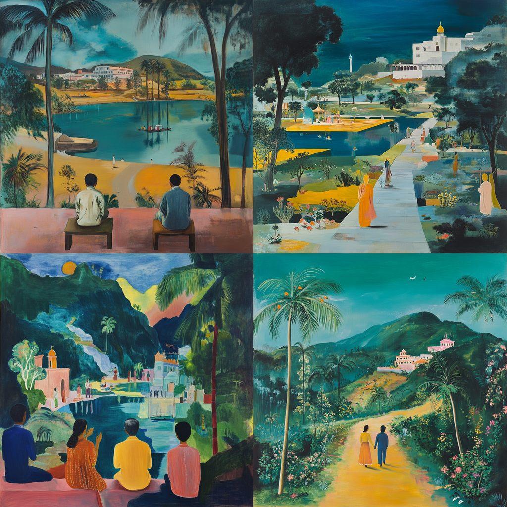 Bhupen Khakhar style, Midjourney V6.1, render 1 of 4