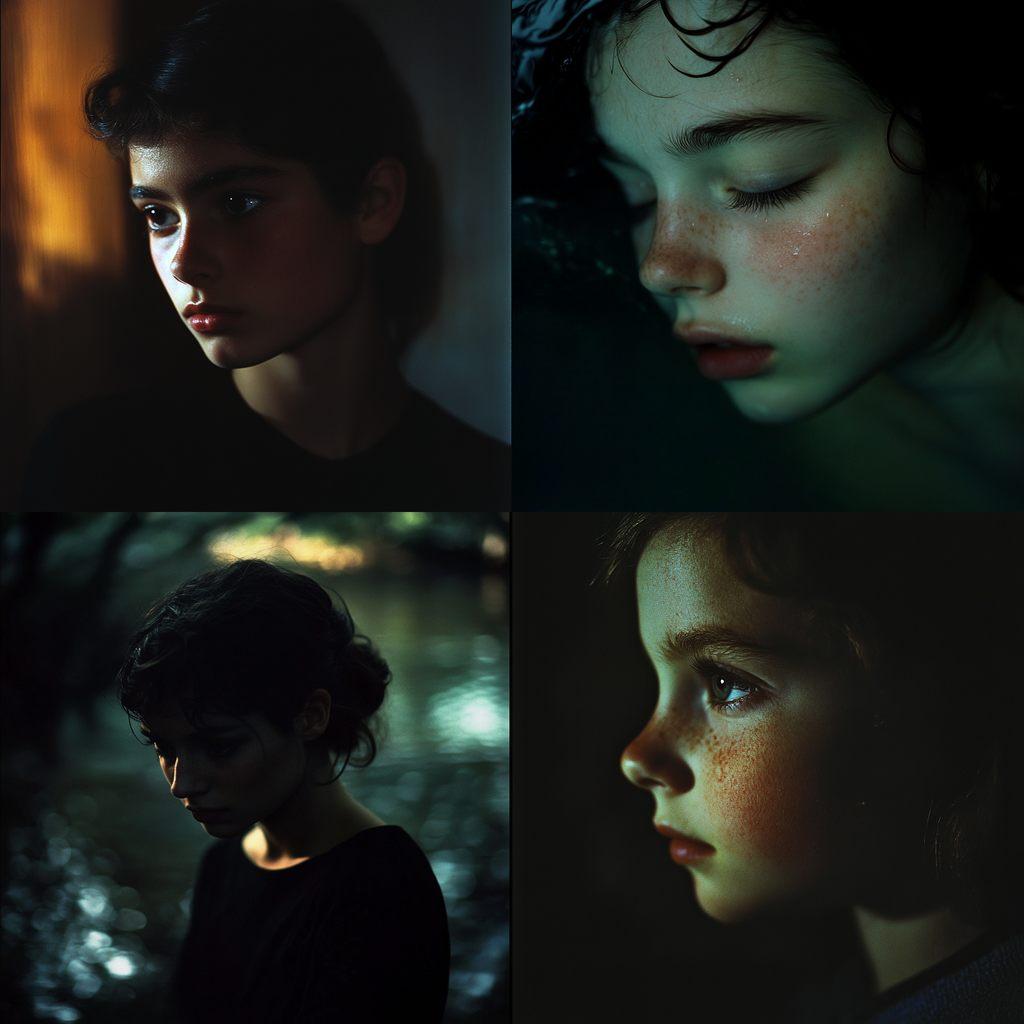 Bill Henson style, Midjourney V6.1, render 1 of 4